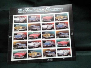 50'S FINS AND CHROME SHEET OF 20 US STAMPS 42 CENTS - Picture 1 of 3