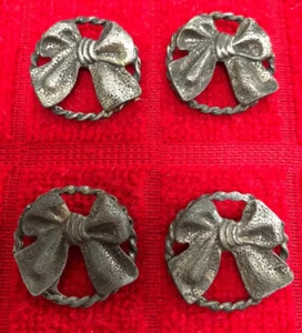 Vintage BUTTONS (4) Metal/Open Work BOWS-RARE - Picture 1 of 12