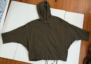 Oska New Womens Khaki Green Cotton Dolan 3/4 Sleeve Hoodie Jacket Size 2 Regular - Imagen 1 de 15