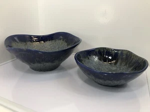 Ensaladera grande Doug Wylie diseño arcilla 12" y tazón para servir 9" azul cobalto - Imagen 1 de 22