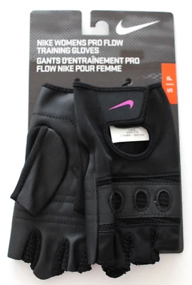Guantes de entrenamiento Nike Pro Flow pequeños negros/rosa para mujer Foto 1 de 3