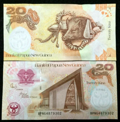 Billete Papúa Nueva Guinea 20 Kinas Año 2008 Papel moneda mundial UNC moneda Foto 1 de 2