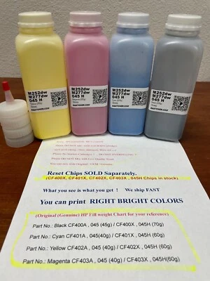 (200g x 4) Toner Refill for HP M252, M277, Canon 045 H (CF400A/X ~ CF403A/X) - Image 1 of 4