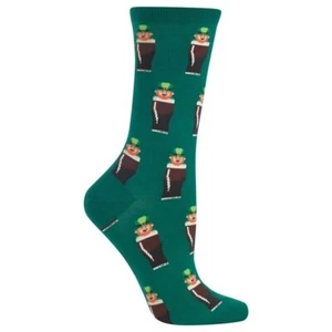 Leprechauns Women's Crew Socks Size 9-11 Green Hot Sox Irish Fashion New - Picture 1 of 1