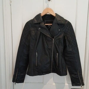 Barneys Originals Leather Biker Jacket Size 10 VGC - Picture 1 of 15