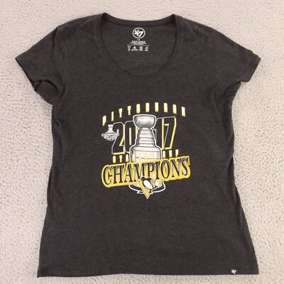 Camisa Pittsburgh Penguins Mujer Grande Gris NHL Hockey '47 Logo 2017 Copa Stanley Foto 1 de 4