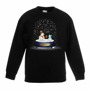 Snow Globe Snowman Christmas Kids Sweatshirt - Gift Present Xmas Jumper - Picture 1 of 1
