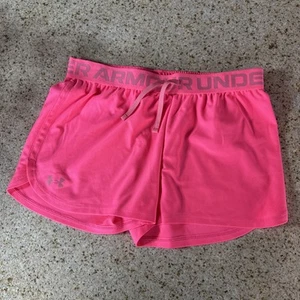 Under Armour Play Up Solid Shorts Youth Girls Size L Large Pink 1363372 Loose - Picture 1 of 5