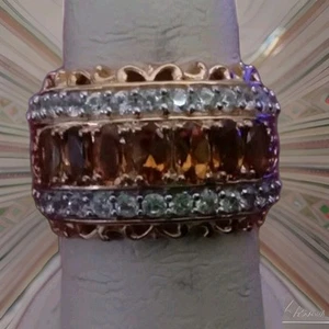 Tanzanian Natural Golden Tourmaline Ring Vermeil YG Over Sterling Silver Sz 7 - Picture 1 of 4