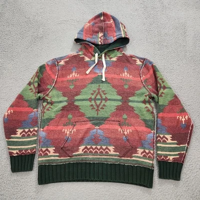 Moletom com capuz vintage Polo Ralph Lauren masculino médio asteca farol navajo forrado com cobertor - Imagem 1 de 4