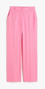 H&M Womens Linen Blend Pants Size LARGE pockets Pink Pockets NEW - Picture 1 of 15