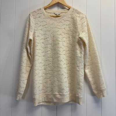 Sudadera Lucky Brand Para Mujer Boho Chic Neutra Suave Cuello Redondo Talla S Marfil Foto 1 de 4