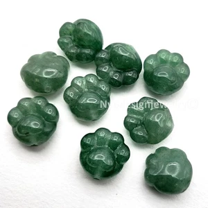 Green Aventurine Cat/Dog Crystal Paw Print Bead 15mm–1pc Side or Straight Hole - Picture 1 of 11
