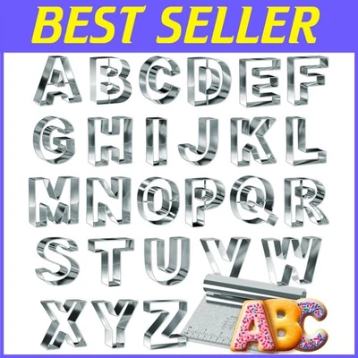 Juego de cortador de galletas alfabeto de acero inoxidable, letras ABC de 3,5" Foto 1 de 4