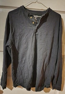 LL Bean Herren Medium schwarz Langarm Henley Hemd - Bild 1 von 2