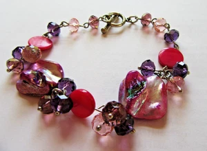 MULTI COLORED RHINESTONE AND MOP BRACELET - Picture 1 of 2