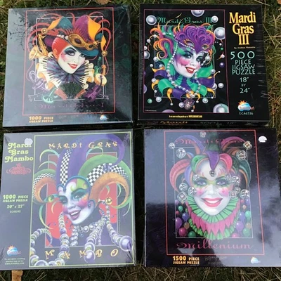 Lote 4 Ojos Metamorfos Nueva Orleans Mardi Gras 1000 Piezas Puzzle Andrea Mistretta Foto 1 de 3