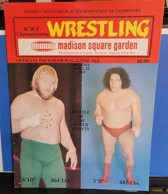 4/25/83 MSG Campeonato WWF Programa de Lucha Libre ANDRE EL GIGANTE vs BIG JOHN STUDD Foto 1 de 2