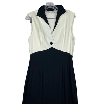 Maxi Vestido De Cóctel De Colección Años 80 90 Negro Blanco Talla 12 Elegante Fiesta Vaina Lápiz Foto 1 de 4