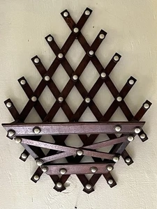 Victorian Wood Lattice Letter Holder Milk Glass Buttons 16x12.5x3.75” - Picture 1 of 5
