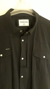 Poncho nylon stretch vented pearl snap men 3XL black - Picture 1 of 5