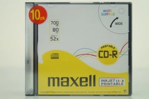 1x10 MAXELL CD-R Discs 80XL 52x 700MB Printable SLIM CASE 624016 NEU 003-985 - Bild 1 von 4
