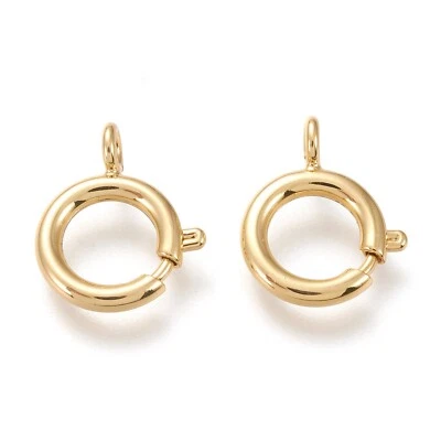 10Pcs Brass Spring Ring Clasps 18K Gold Plated Jewelry Finding 16.5x13.5x2~4.5mm - Image 1 of 3