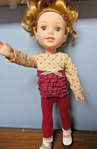 Hearts and Dots Leggings  Set made to fit 14.5" Wellie Wishers dolls - Picture 1 of 3