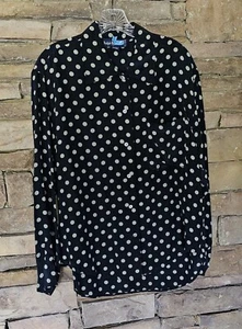 Vtg 80s 90s Polo Ralph Lauren Ladies Silk Polka-dots Blouse Sz 10 Navy & White - Picture 1 of 6