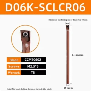 6mm D06K-SCLCR06 95° CNC inner hole turning tool holder Spring steel for CCMT06 - Picture 1 of 7