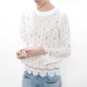 Anthropologie Sam & Lavi Crochet Lace White Top - Picture 1 of 6