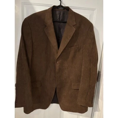 Andrew FezzaCorduroy Blazer Brown Two Button Sport Coat Jacket Mens Size 46L - Image 1 of 4