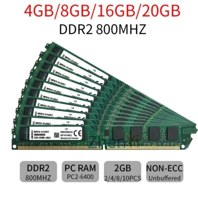 20GB 16GB 8GB 4GB Kit (2x 2GB) DDR2 KVR800D2N6K2/4G DIMM RAM For Kingston ZT LOT - Image 1 of 4