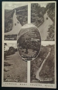 Countisbury Hill UK Postcard Early 1900s Rare VHTF Devon England Old Cars Frith - Picture 1 of 6