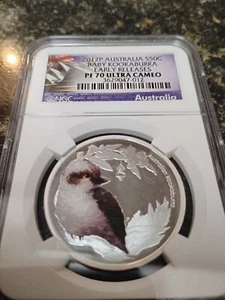 2012-P Australia 50C Kookaburra (Colorized) Nice Pf 70 UC 1/2oz Silver Rare Top - Picture 1 of 3