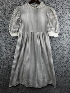 Francoise Buthillien Women's Gray Striped Midi Dress Peter Pan Collar Size 14 - Picture 1 of 18