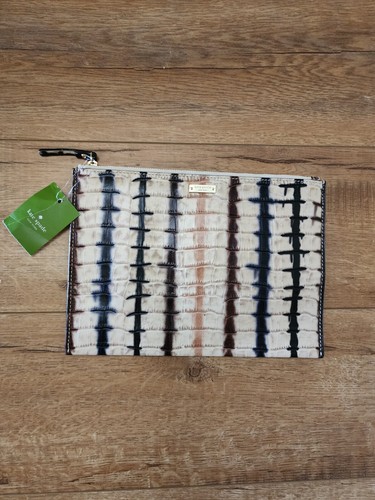 RARA pochette da polso media Bella Kate Spade nuova con etichette Croc goffrata Ombre Clutch 10x7