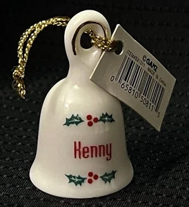 KENNY Personalized Holly Berries White Porcelain Bell 1.75”x1” GANZ NWT - Picture 1 of 3