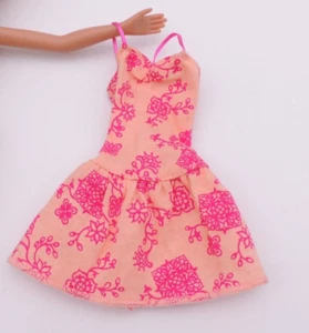 Barbie My Scene Peach Dress with Floral Print Sundress Sleeveless Straps Pink - Picture 1 of 6