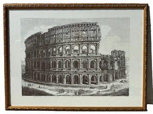 Rare Vintage Architectural Framed Print Engraving Rome Colosseum Italy Rossini - Picture 1 of 24