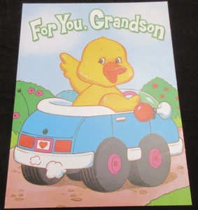 Tarjeta de pascua American Greetings sin usar de colección para nieto pato antropomórfico; coche - Imagen 1 de 4