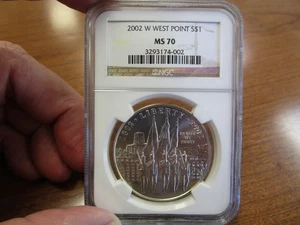 2002-W United States Commemorative Silver Dollar West Point NGC MS70 #1 - Picture 1 of 2