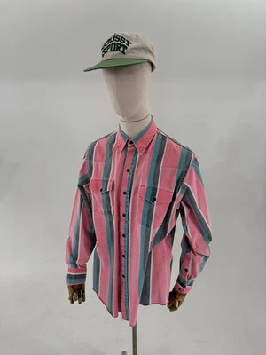 Vintage Wrangler Brushpopper Western Striped Shirt Made In USA 16.5” 35 - Image 1 of 4
