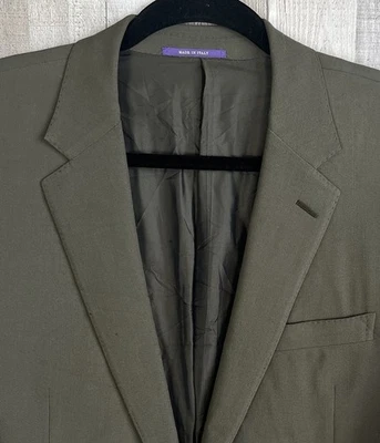 Blazer Abrigo Deportivo Ralph Lauren Etiqueta Púrpura Lana Para Hombre 42L Oliva Italia Lujo Foto 1 de 4