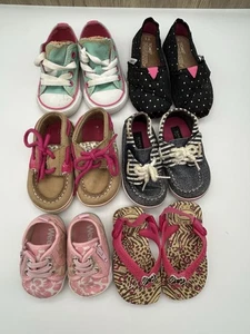 Lot of 6 Pairs Baby Girl Shoes Weebok Havaianas Sperry Tom’s Converse 0 - 5 - Picture 1 of 8