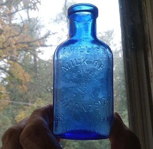 PHILLIPS LECHE DE MAGNESIA PAT. BONITA BOTELLA MEDICINAL 1906 AZUL COBALTO 5" DE ALTURA - Imagen 1 de 7