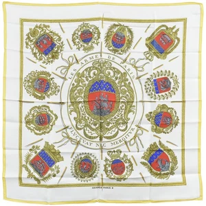 HERMES 100% Silk Carre 90 Scarf LES ARMES DE PARIS Yellow France - Picture 1 of 15