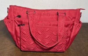 Lug Charter Quilted Red Travel Bag Roomy Large Purse Pockets EUC - See Desc - Picture 1 of 24