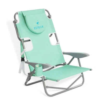 Ostrich On-Your-Back Outdoor Reclining Beach Pool Camping Chair, Teal (Open Box) - Image 1 of 4