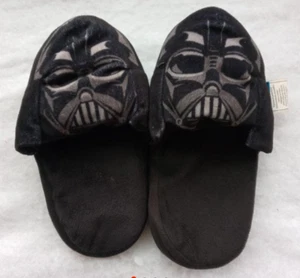 Star Wars Darth Vader slippers Size Youth XL kids black slip on soft Used Xmas - Picture 1 of 4